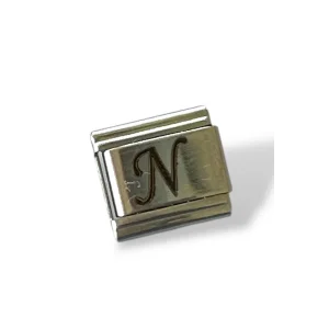 Gümüş Renk N Harf Çelik Nomination Charm (Tek)