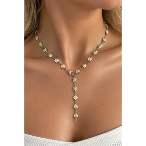 Gümüş Renk Papatya Figürlü Çelik Y Kolye