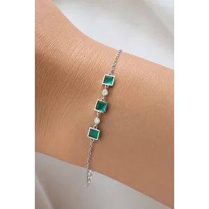 Gümüş Renk Taş Detaylı  Bileklik