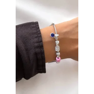 Gümüş Renk Taş Detaylı  Bileklik
