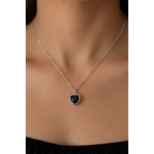 Gümüş  Renk  Taş Detaylı  Kolye