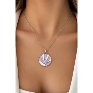 Gümüş Renk Taş Detaylı  Tx Kolye