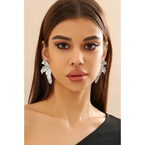 Gümüş Renk Yaprak Figürlü Çelik Küpe (Çift)