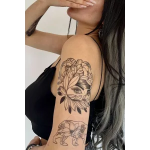 Kadın ve Çiçek Modelli Geçici Dövme Tattoo