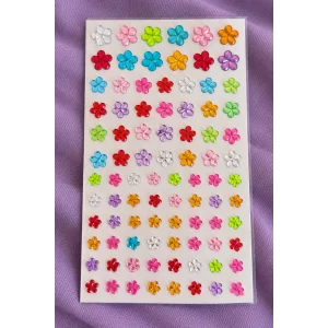 Karışık Renk Çiçek Figürlü Yapışkanlı Taş Sticker