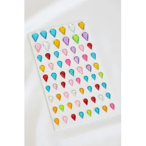 Karışık Renk Damla Figürlü Yapışkanlı Taş Sticker