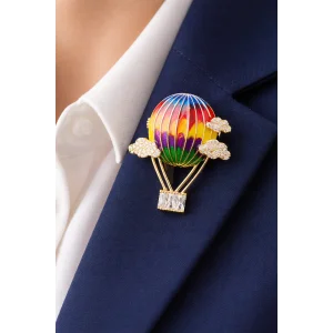 Karışık Renk Uçan Balon Figürlü Taşlı Broş