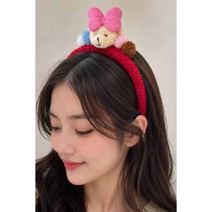 Kırmızı Renk Ayıcık Figürlü Peluş Taç