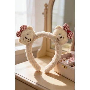 Krem Renk Ayıcık Figürlü Peluş Taç