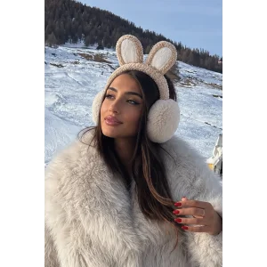Krem Renk Kulak Figürlü Peluş Kulaklık