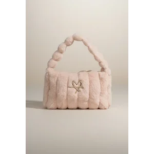 Krem Renk Peluş Makyaj Çantası