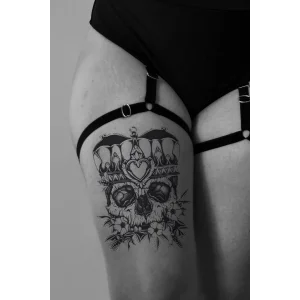 Geçici Kuru Kafa Figürlü Dövme Tattoo