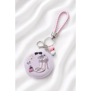 Lila Renk Cep Aynası/Çanta Charm