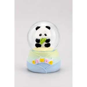 Mavi Renk Panda Figürlü Işıklı Küçük  Kar Küresi