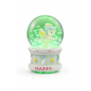 Mavi Renk Unicorn Figürlü Işıklı Mini Kar Küresi