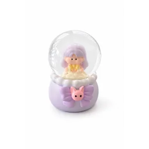 Mor Renk Kız Figürlü Işıklı Mini Kar Küresi