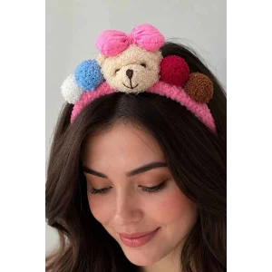 Pembe  Renk Ayıcık Figürlü Peluş Taç