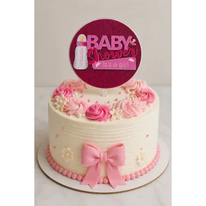 Pembe Renk Baby Shower Pasta Süsü