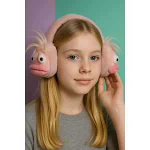 Pembe Renk Canavar Figürlü Peluş Kulaklık