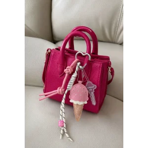 Pembe Renk Dondurma Figürlü Çanta Charm/ Anahtarlık
