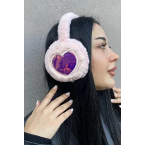 Pembe Renk Kalp Figürlü Peluş Kulaklık
