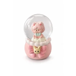 Pembe Renk Kız Figürlü Işıklı Mini Kar Küresi