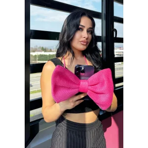 Pembe Renk Kurdele Detaylı İpli Telefon Askısı
