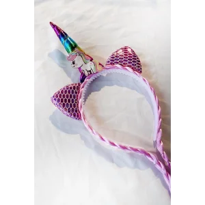 Pembe Renk Örgü Detaylı Karışık Unicorn Figürlü Taç