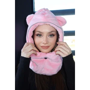 Pembe Renk Peluş Bere Şapka