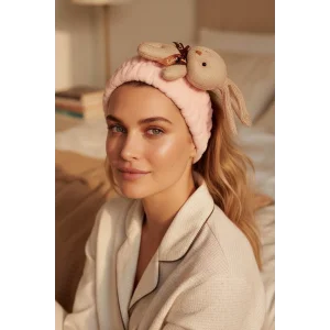 Pembe Renk Tavşan Figürlü Peluş Saç Bandı