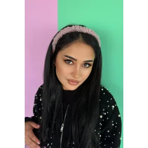 Pudra Renk Peluş Taç