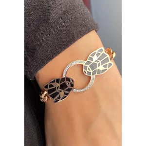 Rose Renk Kaplan Figürlü Çelik Bileklik