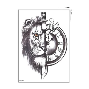 Saat ve Aslan Geçici Dövme Tattoo