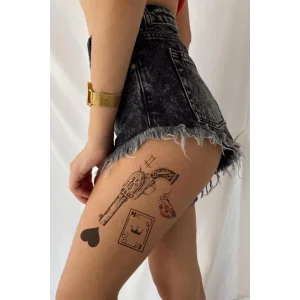 Silah Kart Geçici Dövme Tattoo