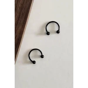 Siyah Renk Unisex Halka Küpe (Çift)
