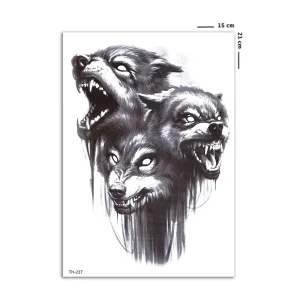 Üç Başlı Kurt Geçici Dövme Tattoo
