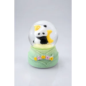 Yeşil Renk Panda Figürlü Işıklı Küçük  Kar Küresi