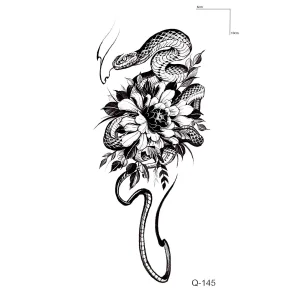 Yılan Ve Çiçek Mini Dövme Geçici Tattoo