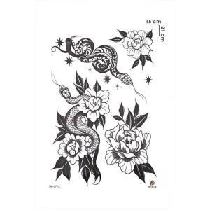 Yılan Ve Gül Geçici Dövme Tattoo