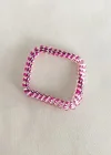 Pembe Renk Siyah Çizgili Helezon Lastik Toka