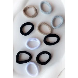 10lu Karışık Renk Simli Havlu Lastik Toka