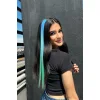 Mavi - Turkuaz - Su Yeşili Ombre Çıt Çıt Yan Postiş/ 50 Cm