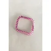 Pembe Renk Siyah Çizgili Helezon Lastik Toka