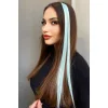 Yan Çıt Çıt Postiş / Su Yeşil Renk / 50 Cm