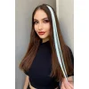 Yan Çıt Çıt Postiş / Su Yeşil Renk / 50 Cm