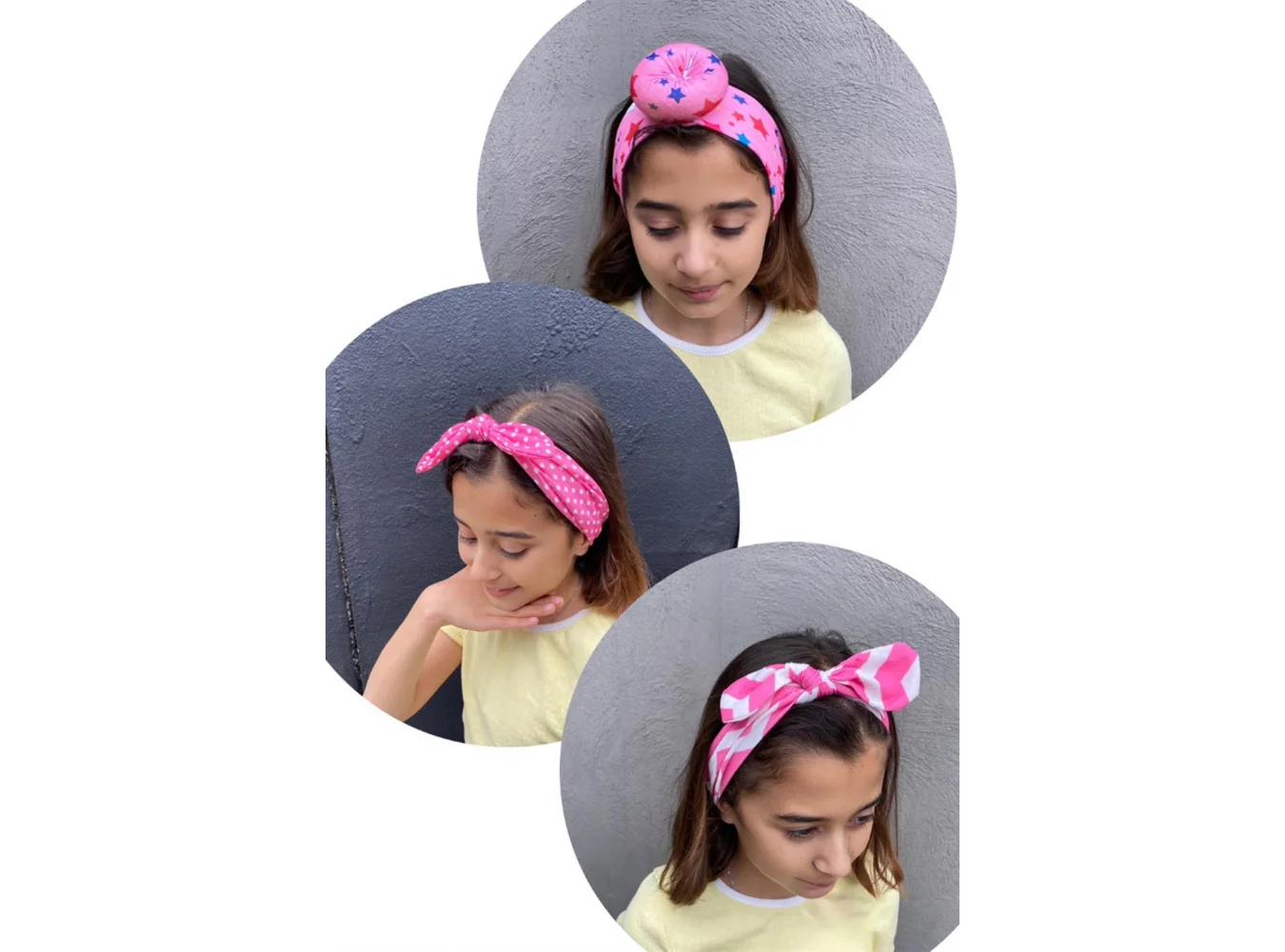 3lü Pembe Renk Saç Bandı (Set)