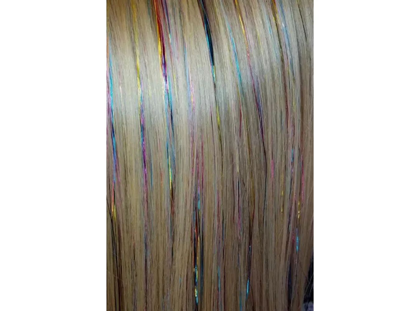 Çok Renkli Simli Yan Çıtçıtlı Postiş Hair Tinsel Shiny Hair (50 Cm)