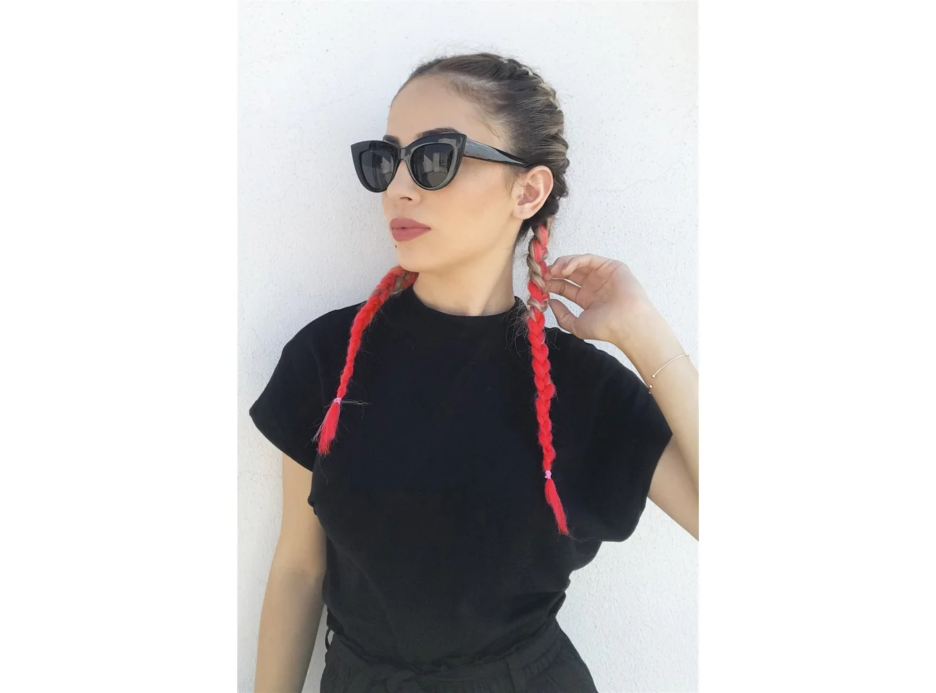 Sarı Pembe İki Renk Ombreli Afrika Zenci Örgüsü Box Braid Sentetik Saç 60cm 100gr