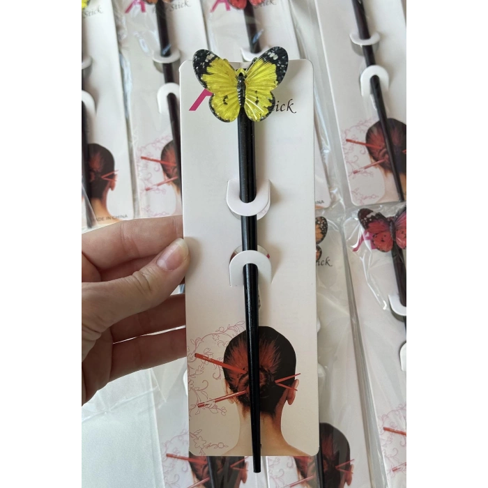 12li Karışık Renk Kelebek Figürlü Topuz Kalemi/ Tokası Set