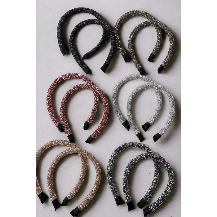 12li Karışık Renk Taşlı Taç Set